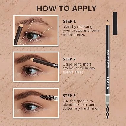 FLiCKA Rule With Brows Eyebrow Pencil | Black | Long-lasting Waterproof & Smudge-proof Brow Definer with Spoolie | 1.2 g Natural Finish image 6