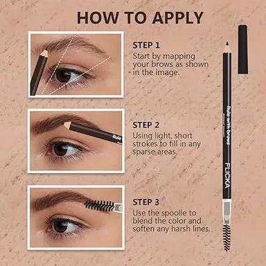 FLiCKA Rule Brow Pencil | Long-lasting Eyebrow Pencil with Spoolie | Natural-Looking Define & Blend | Brown | 1.2g | Perfect for Daily Use thumbnail 5