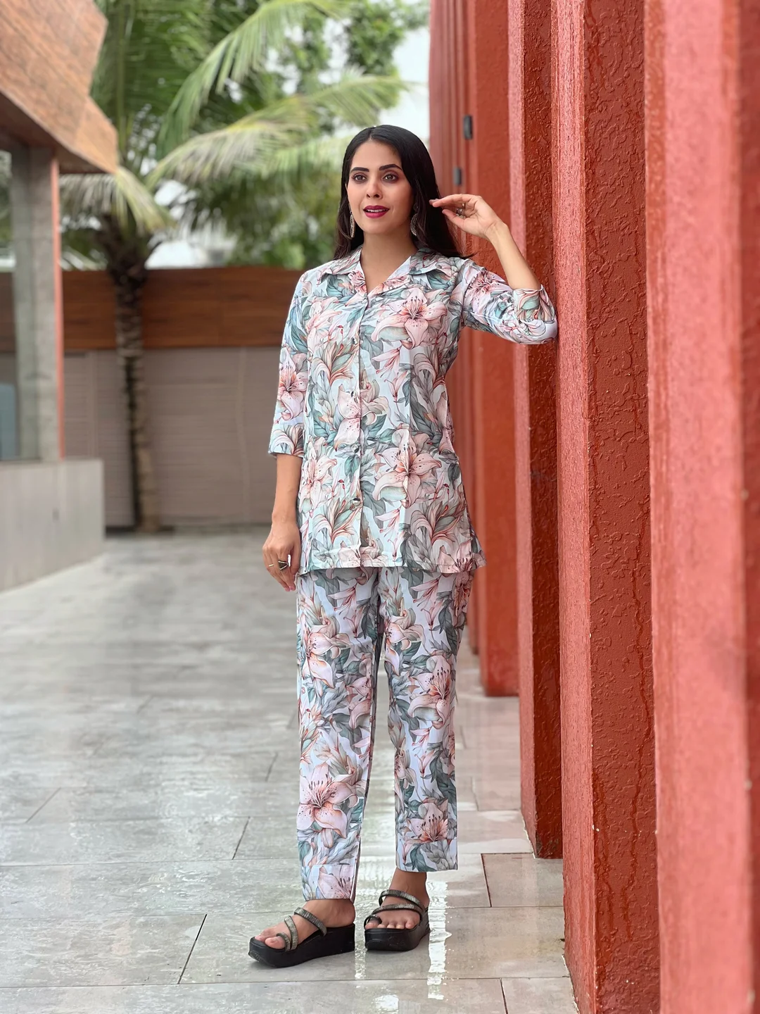 Women Daily Wear Co Ord Set | Large Size Cotton Outfit | Stylish Plus Size Matching Dress image 4
