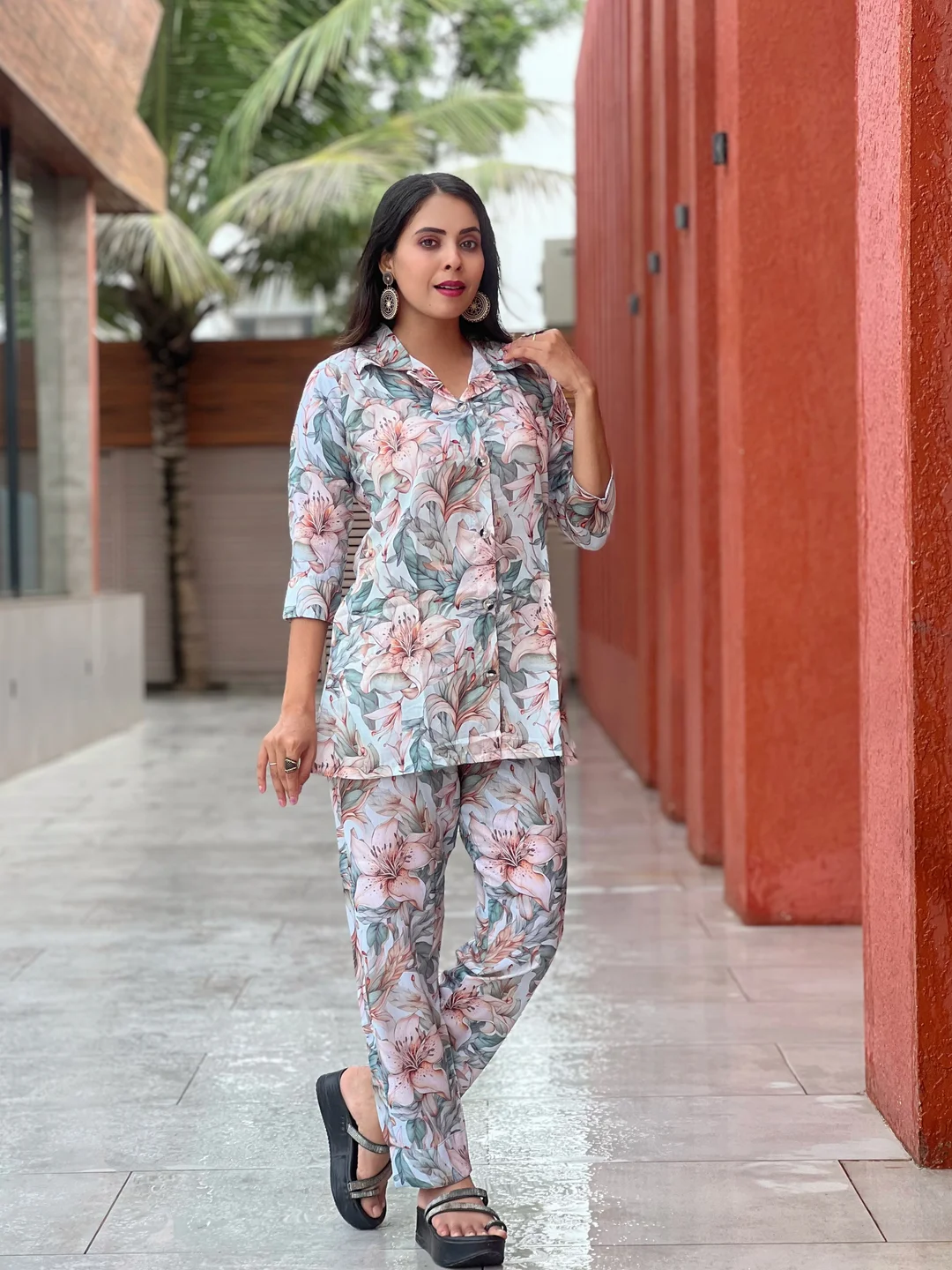 Women Daily Wear Co Ord Set | Large Size Cotton Outfit | Stylish Plus Size Matching Dress image 1