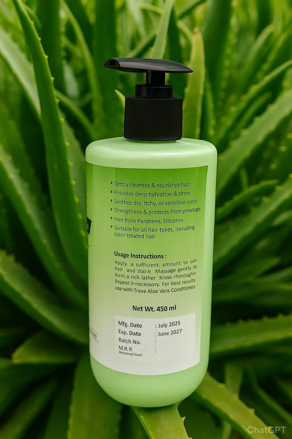 Aloe Vera Shampoo for Hair Fall & Dandruff Control | Herbal Sulphate-Free Hair Cleanser | Hydrating Natural Shampoo for Gentle Scalp Care & Daily Hair Wash image 2