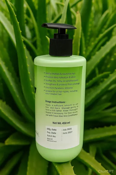 Aloe Vera Shampoo for Hair Fall & Dandruff Control | Herbal Sulphate-Free Hair Cleanser | Hydrating Natural Shampoo for Gentle Scalp Care & Daily Hair Wash thumbnail 1