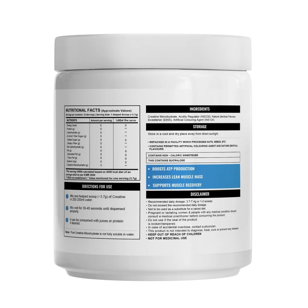 Wellcore Pure Micronised Creatine Monohydrate Powder 122g Fruit Fusion, 33 Servings Rapid Absorption Muscle Strength Supplement image 2