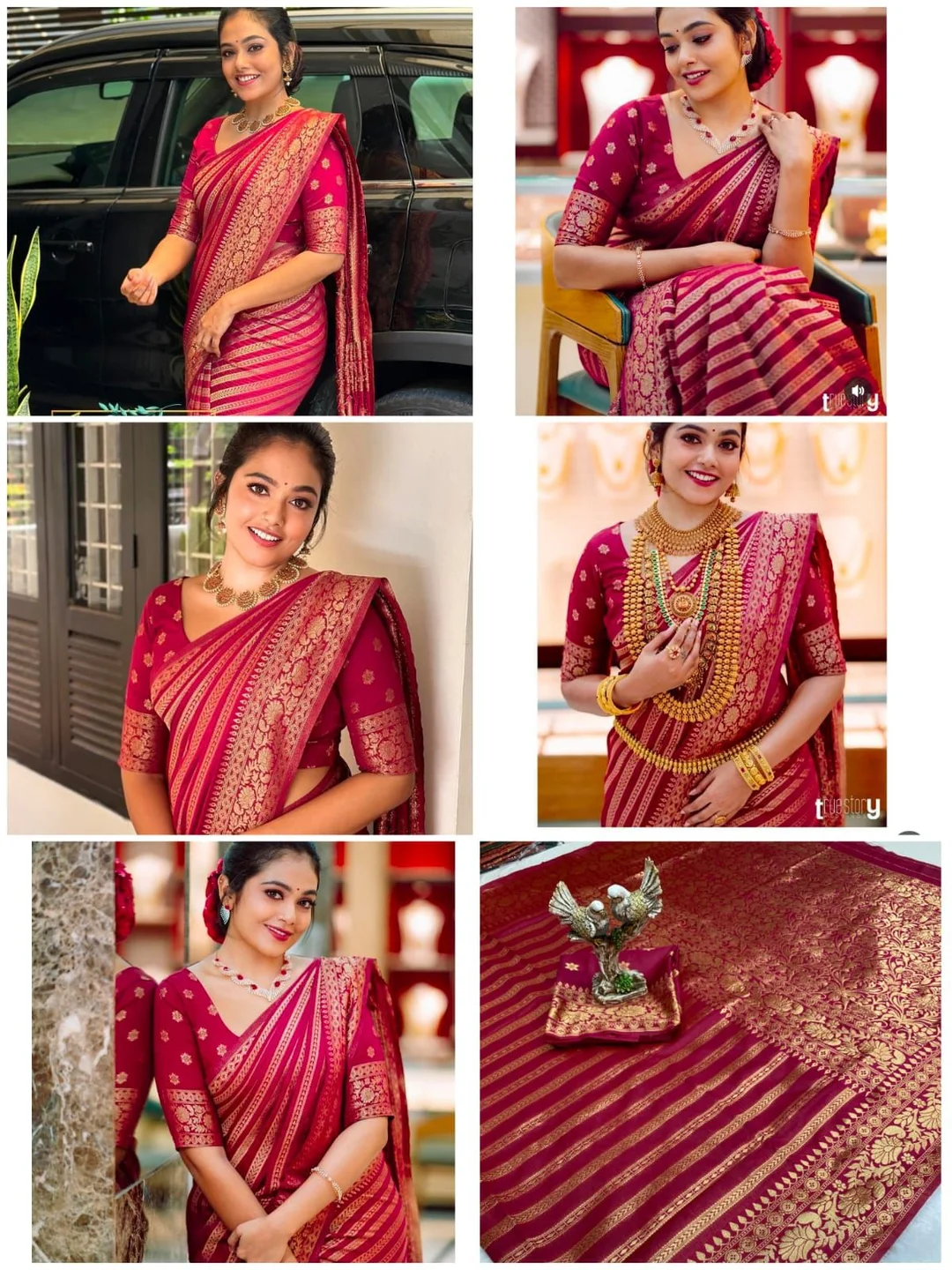 Soft Lichi Silk Saree | Rich Jacquard Work Pallu | Jacquard Border Blouse | Elegant Wedding Saree image 6