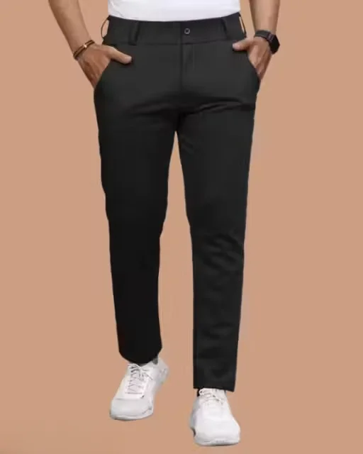 Men’s Trendy Fit Lycra Trouser | Comfortable Fabric Solid Pattern 34 Size Black Color | Boys & Men Casual Wear image 1