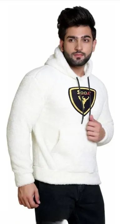 FrostEdge Men Hoodie M Size | Wool Blend Fleece Sweatshirt Full Sleeve Printed Hoodie with Pocket & Hood thumbnail 1