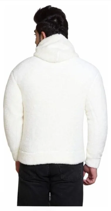 FrostEdge Men Hoodie XL Size | Oversized Wool Blend Sweatshirt with Printed Patch & Hood image 3