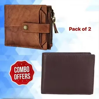 Clatic Genuine Leather RFID Wallet Combo | Buffalo Leather 2-Pack Men’s Wallet thumbnail 0