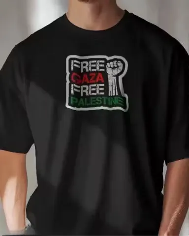 Clatic Free Palestine Oversized T-shirt | Unisex Wrinkle Free Elastane | DTF Print 40 Wash Guarantee Casual & Awareness Wear  thumbnail 0
