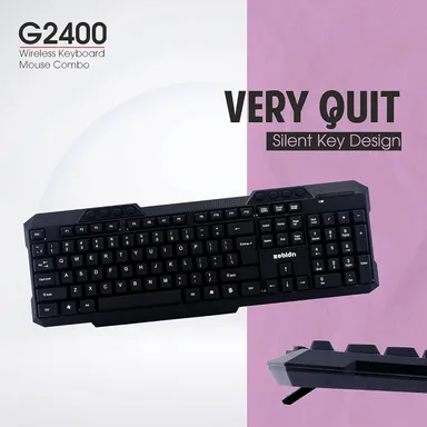 ZEBION G2400 Wireless Keyboard & Mouse Combo – 2.4 GHz USB Nano Receiver, Adjustable DPI, Multimedia Keys, Ergonomic Design (Black) thumbnail 2