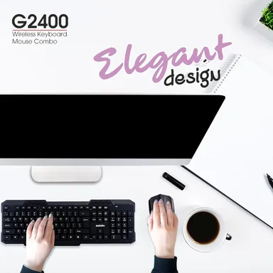 ZEBION G2400 Wireless Keyboard & Mouse Combo – 2.4 GHz USB Nano Receiver, Adjustable DPI, Multimedia Keys, Ergonomic Design (Black) thumbnail 3
