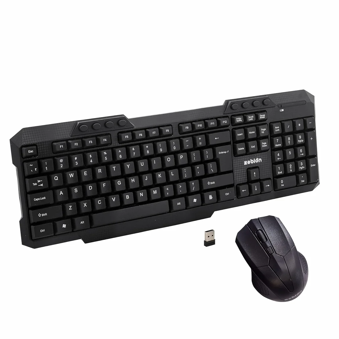 ZEBION G2400 Wireless Keyboard & Mouse Combo – 2.4 GHz USB Nano Receiver, Adjustable DPI, Multimedia Keys, Ergonomic Design (Black) image 1