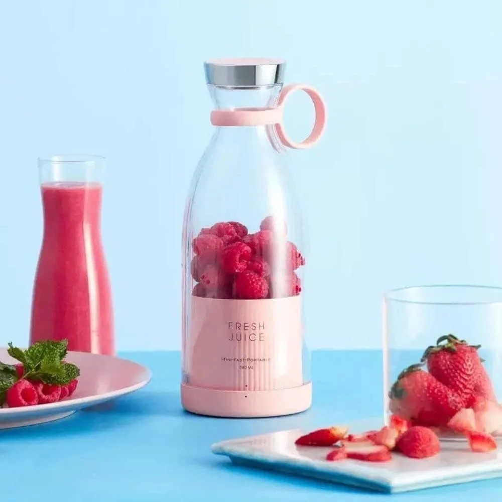 Portable Mini USB Juicer Bottle | 4‑Blade Stainless Steel | 380 ml Personal Travel Electric Juice Blender for Gym Office image 1