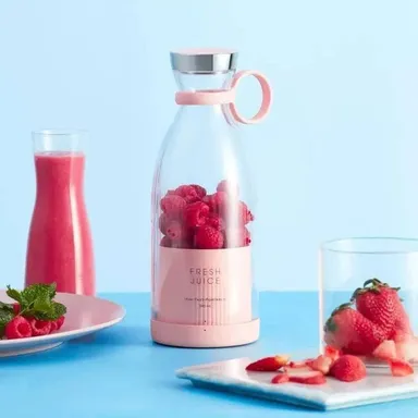Portable Mini USB Juicer Bottle | 4‑Blade Stainless Steel | 380 ml Personal Travel Electric Juice Blender for Gym Office