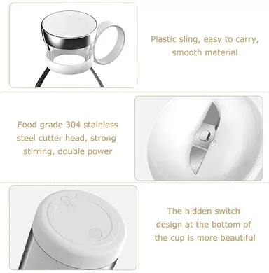 Portable Mini USB Juicer Bottle | 4‑Blade Stainless Steel | 380 ml Personal Travel Electric Juice Blender for Gym Office thumbnail 3