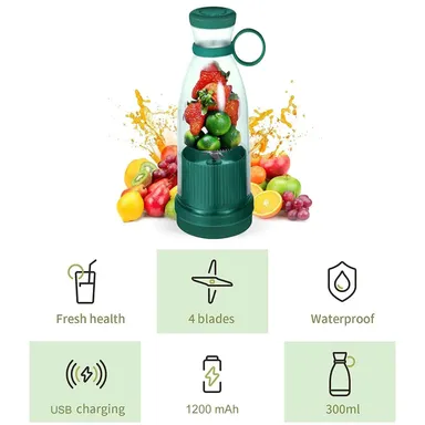 Portable Mini USB Juicer Bottle | 4‑Blade Stainless Steel | 380 ml Personal Travel Electric Juice Blender for Gym Office thumbnail 5