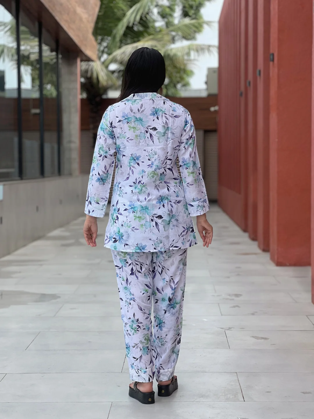Pastel Floral Co-ord Set for Women Large | Elegant Cotton Two Piece Outfit, Party & Summer Wear image 3