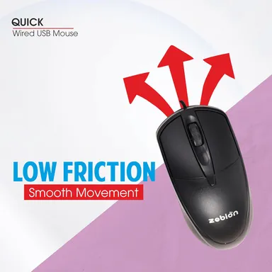 Zebion Quick Wired Mouse 1000 DPI | Ergonomic Optical USB Mouse for PC & Laptop with Smooth Tracking & Comfortable Daily Use thumbnail 4