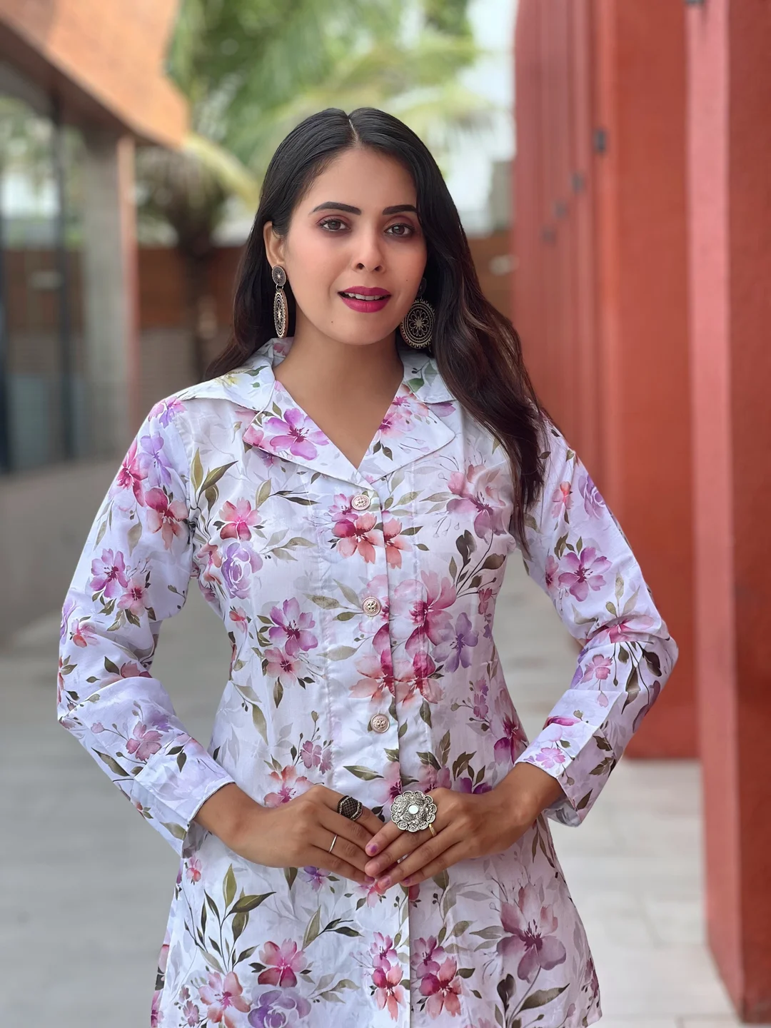 Elegant Pastel Floral Women’s Cotton Co‑Ord Set Two‑Piece Summer Outfit  Breathable Floral Top & Matching Bottom Casual Holiday Ensemble image 3