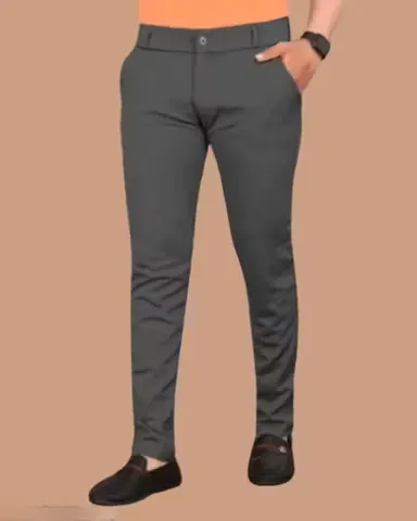 Grey Lycra Trousers Pack of 2 | Wrinkle-Free Slim Fit Pants for Men – XL Size Everyday Comfort & Office Style thumbnail 2