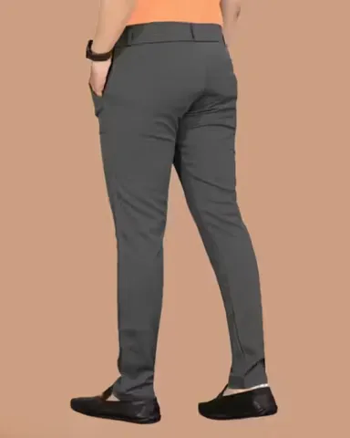 Grey Lycra Trousers Pack of 2 | Wrinkle-Free Slim Fit Pants for Men – XL Size Everyday Comfort & Office Style thumbnail 3