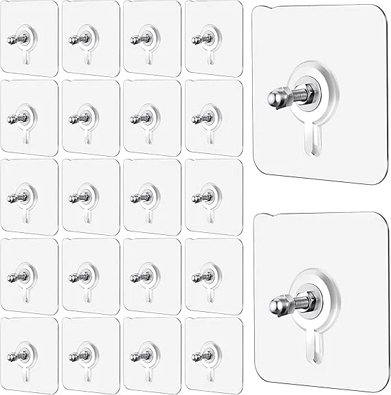 Devine Touch | Nail Free Adhesive Wall Hooks | 10 Pcs Transparent|Waterproof| No Drilling Heavy Duty Hooks for Kitchen| Bathroom & Home | Reusable Wall Hanger image 1