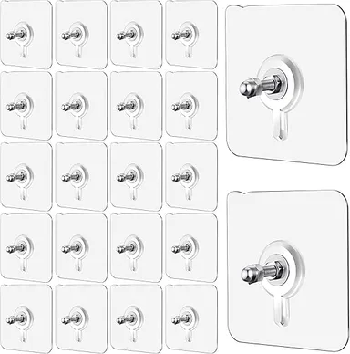 Devine Touch | Nail Free Adhesive Wall Hooks | 10 Pcs Transparent|Waterproof| No Drilling Heavy Duty Hooks for Kitchen| Bathroom & Home | Reusable Wall Hanger