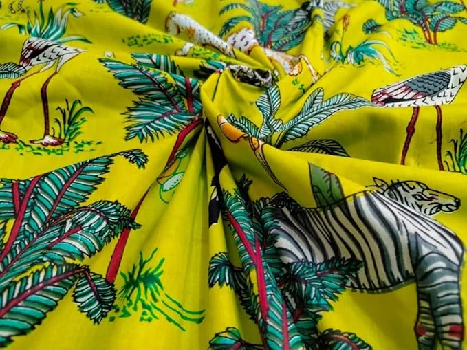 Pure Cotton Printed Running Dress Material Fabric 5 Metre 44‑Inch Width Green Premium Kurti Salwar Suit Top Indian Ethnic Tailor Cut Cloth for Daily Casual Party Wear image 1