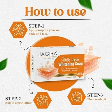 JAGIRA Divine Touch Soap(4 pack) | Natural Face & Body Beauty Bar | Skin Brightening, Sulphate-Free, Handmade | 100 g 2 Pack | Men & Women thumbnail 1