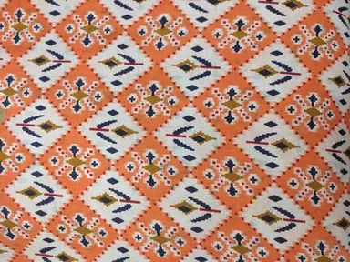 Cotton Print Fabric for Women | 44 Inch Wide | Kurti| Gown|Palazo| Dress Material | 2.5 Meter| Orange White thumbnail 0