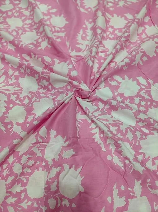 Pure Cotton Fabric for Womens Kurti| Unstitched Dress Material| Baby Pink 2.5 Meter | Soft Summer Cotton for Tailoring image 4