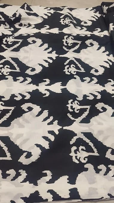 Pure Cotton Unstitched Printed Fabric 2.5 Meter Black Soft Breathable Tailoring Cloth for Women Kurti Blouse Lehenga Saree Ethnic Dress Material image 2