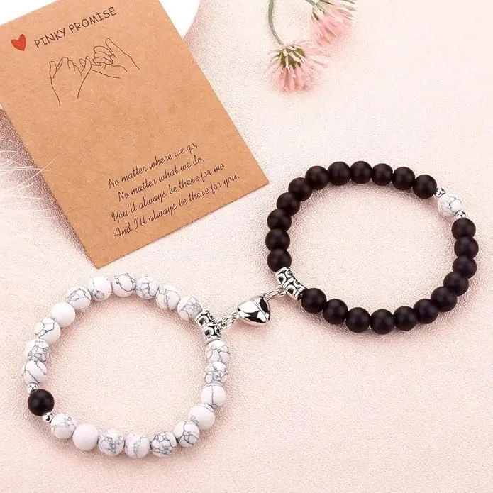 Couple Magnetic Stainless Steel Heart Chain Bracelets | Matching Propose Gift Set for Boyfriend & Girlfriend | Best Valentine’s Day Lovers Friendship Bracelet image 1