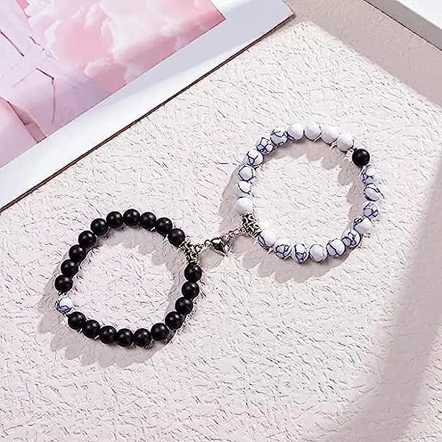 Couple Magnetic Stainless Steel Heart Chain Bracelets | Matching Propose Gift Set for Boyfriend & Girlfriend | Best Valentine’s Day Lovers Friendship Bracelet image 2