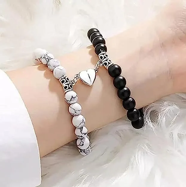 Couple Magnetic Stainless Steel Heart Chain Bracelets | Matching Propose Gift Set for Boyfriend & Girlfriend | Best Valentine’s Day Lovers Friendship Bracelet image 4