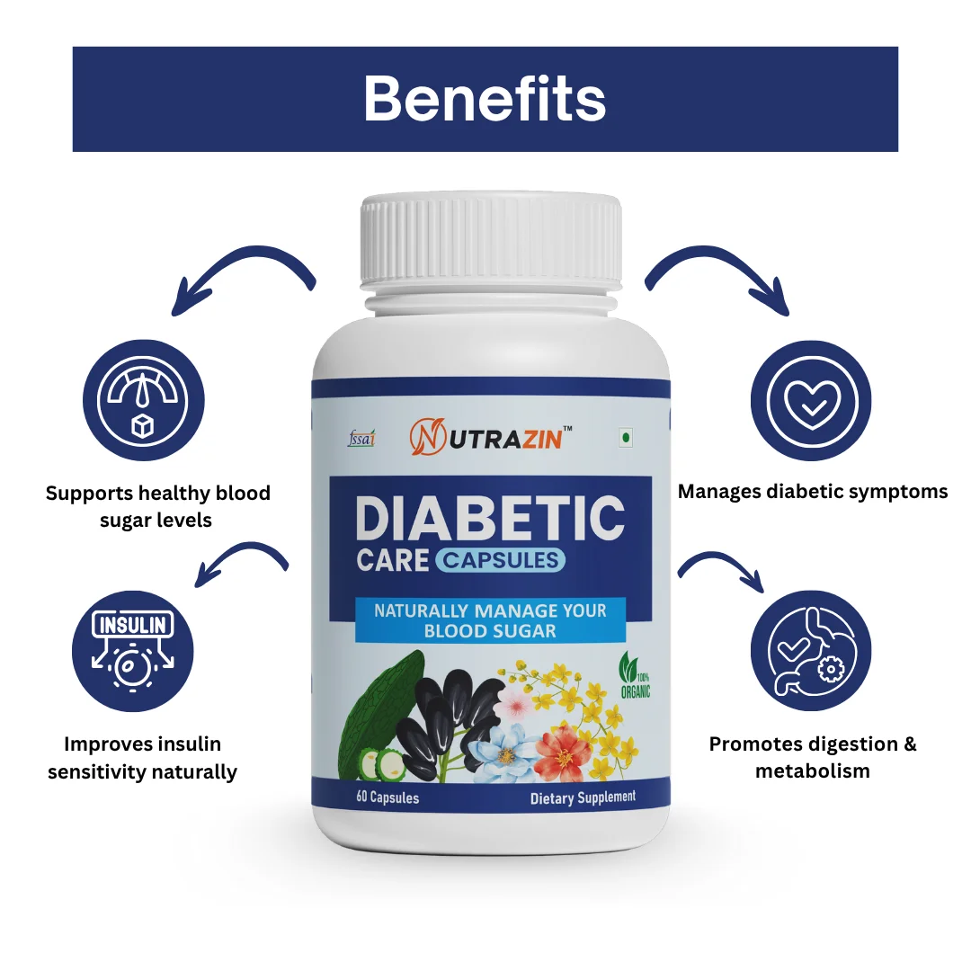 Nutrazin Diabetic Care Capsules - 60 | Herbal Sugar Control Supplement for Blood Glucose Balance image 2