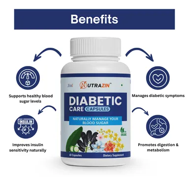 Nutrazin Diabetic Care Capsules - 60 | Herbal Sugar Control Supplement for Blood Glucose Balance thumbnail 1
