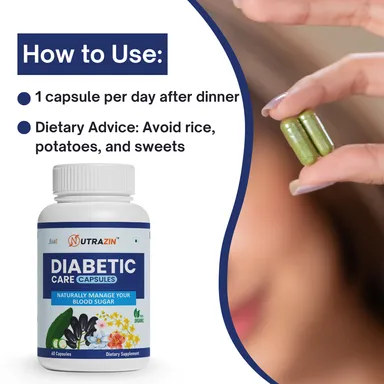 Nutrazin Diabetic Care Capsules - 60 | Herbal Sugar Control Supplement for Blood Glucose Balance thumbnail 4