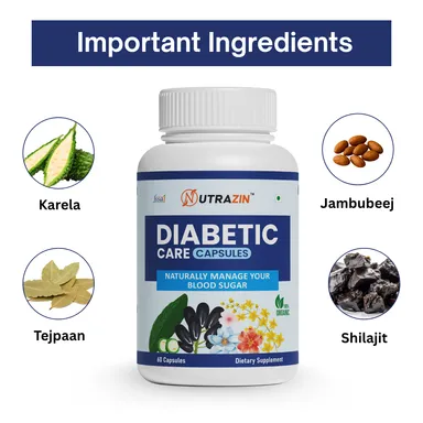 Nutrazin Diabetic Care Capsules - 60 | Herbal Sugar Control Supplement for Blood Glucose Balance thumbnail 2