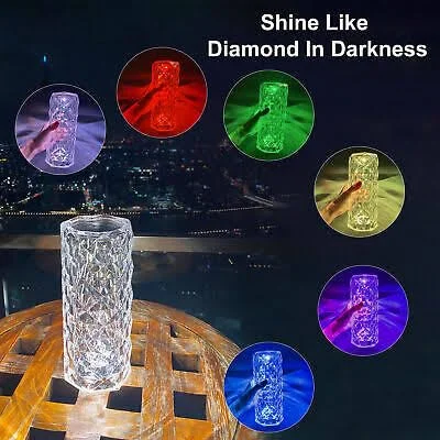 Crystal Lamp | 16‑Color Rose Diamond | USB Rechargeable | Touch & Remote Control Table Night Light | LED Mood Lighting for Bedroom | Party Decor Multicolour image 4