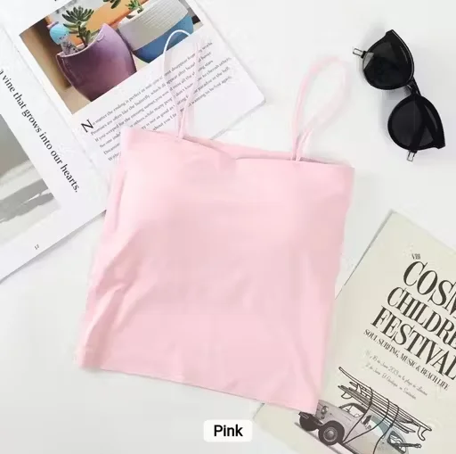 Padded Wireless Sports Bra 1888  Pack of 4 | Long Seamless Bralette | Full Coverage Slip-On for Women | Pink Cotton Blend | Everyday Comfort Bra | Free size image 2