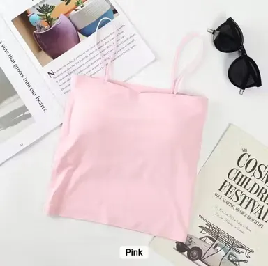 Padded Wireless Sports Bra 1888  Pack of 4 | Long Seamless Bralette | Full Coverage Slip-On for Women | Pink Cotton Blend | Everyday Comfort Bra | Free size thumbnail 1