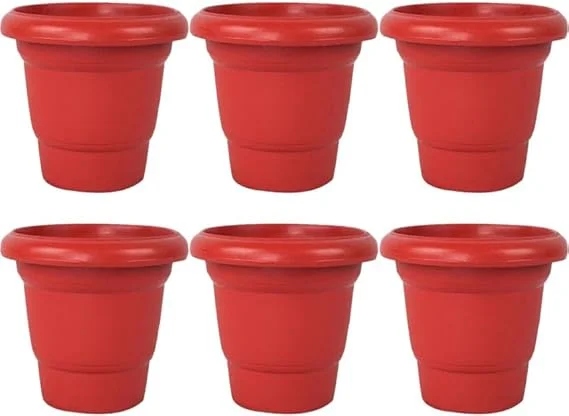 Gamla Terracotta Plastic Planter Pots | Durable Garden Planters | Indoor & Outdoor Plant Containers | Multicolour | Pack of 6 | Home & Lawn & Terrace Use image 3