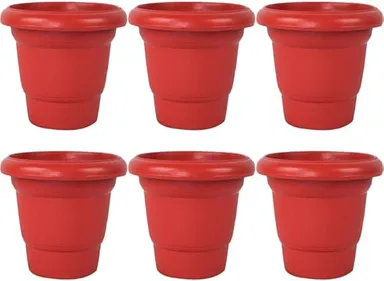 Gamla Terracotta Plastic Planter Pots | Durable Garden Planters | Indoor & Outdoor Plant Containers | Multicolour | Pack of 6 | Home & Lawn & Terrace Use thumbnail 2
