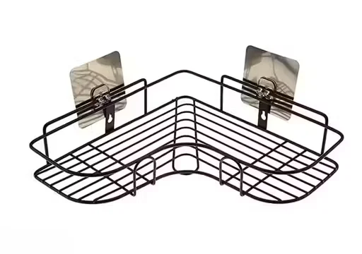 Self Adhesive Corner Shelf| Bathroom Organizer with Magic Sticker| L-Shaped| Multipurpose Storage Rack| Metal| Black| Pack of 1 image 4