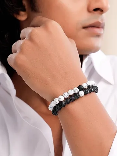2 Pcs Yin Yang Couple Bracelets Set – His & Hers Distance Bracelets | Black & White Beaded Eternal Bond, Energy Stone, Soulmate Connection thumbnail 2