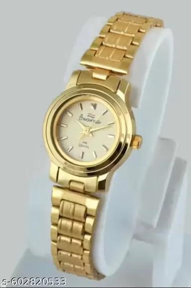 Golden Analog Watch for Women | Elegant Gold-Tone Bracelet Watch |  Luxury Timepiece Fashion Quartz Watch |  Stylish Golden Ladies Watch thumbnail 0