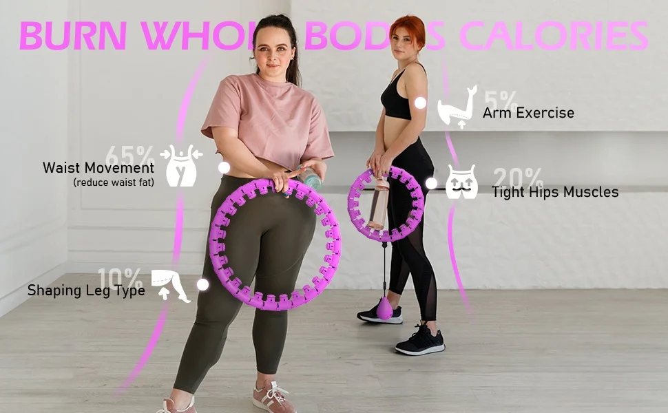 Smart Weighted Hula Ring Hoop for Adults – 24 Detachable Links, Fitness Exercise Circle for Weight Loss, Infinity Plus Size Hoops for Women image 10