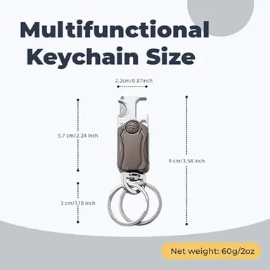 Multifunction Keychain 5-in-1 | Heavy Duty Dual Ring Metal Key Chain with Cutter, Bottle Opener, Mobile Holder, 360° Spinner, Car & Bike Carabiner Keyring thumbnail 1