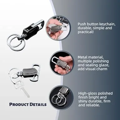 Multifunction Keychain 5-in-1 | Heavy Duty Dual Ring Metal Key Chain with Cutter, Bottle Opener, Mobile Holder, 360° Spinner, Car & Bike Carabiner Keyring thumbnail 3